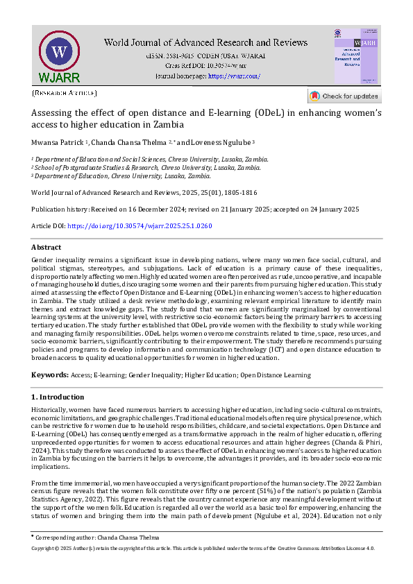 (PDF) Assessing the effect of open distance and E-learning (ODeL) in ...