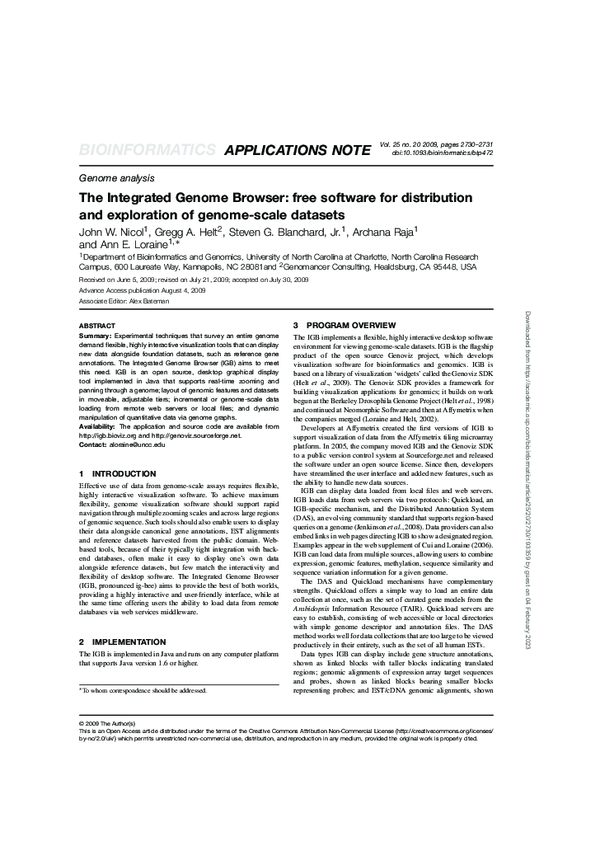 (PDF) The Integrated Genome Browser: free software for distribution and ...