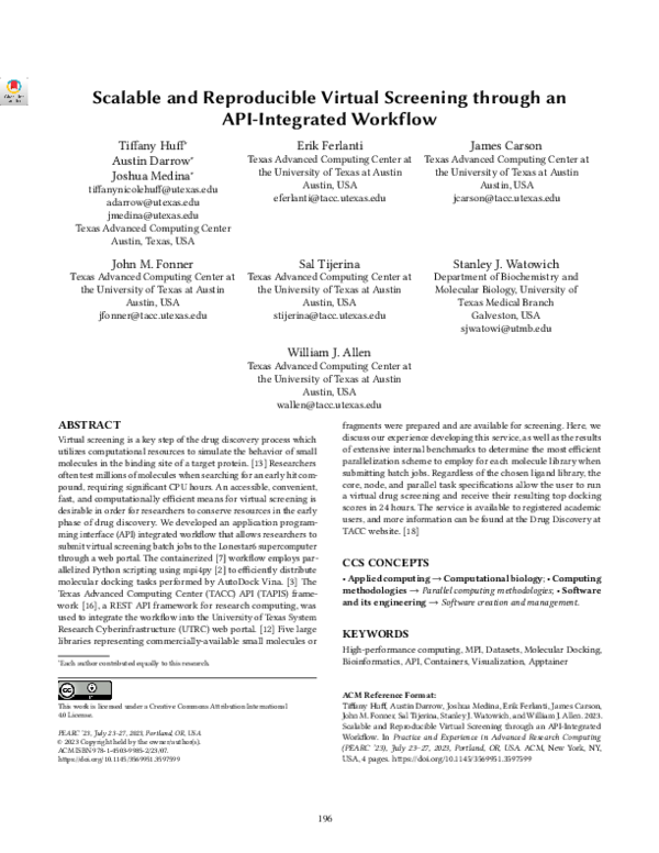 (PDF) Scalable and Reproducible Virtual Screening through an API ...
