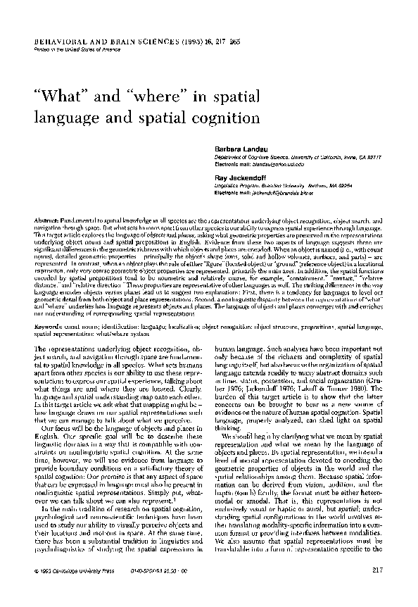 (PDF) Frames of reference in the spatial representation system