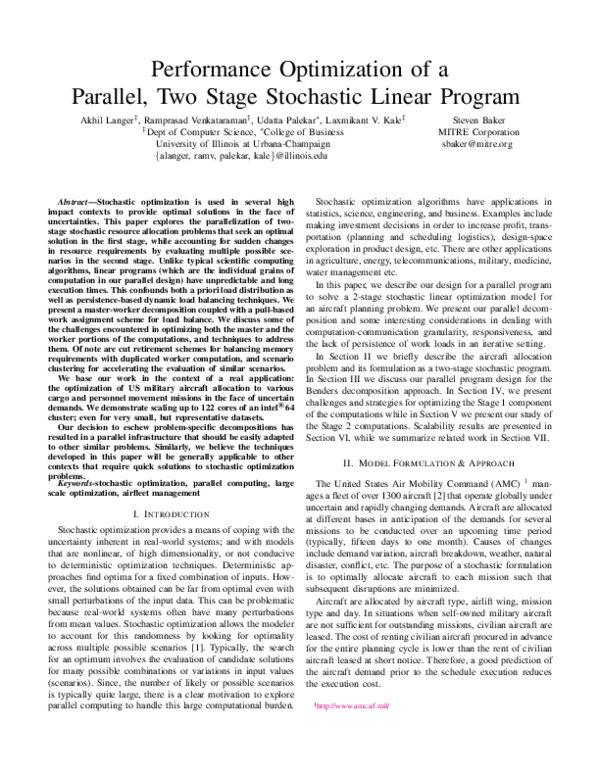 (PDF) Performance Optimization of a Parallel, Two Stage Stochastic ...