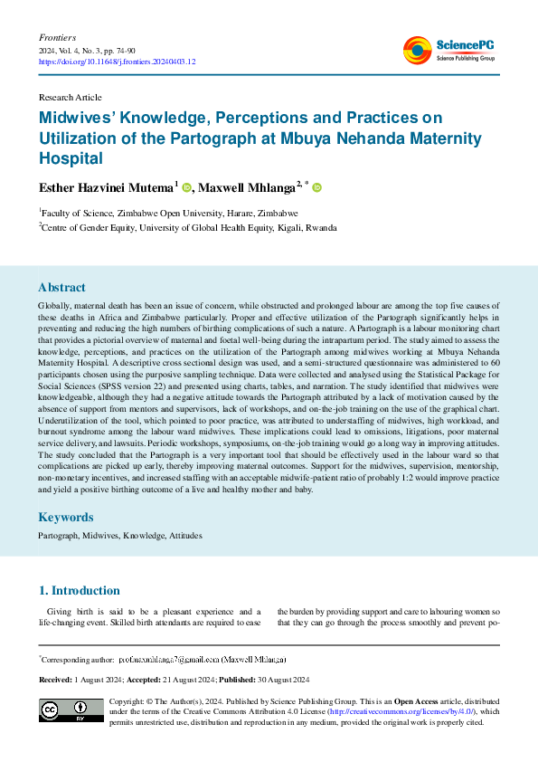 (PDF) Midwives' Knowledge, Perceptions and Practices on Utilization of ...
