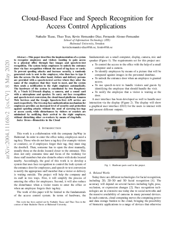 (PDF) Cloud-Based Face and Speech Recognition for Access Control ...