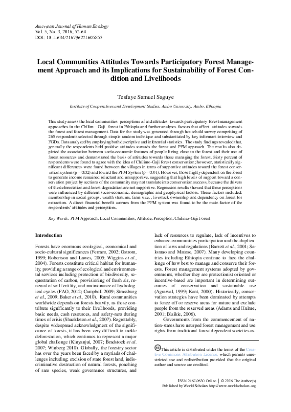 (PDF) Contribution of Participatory Forest Management in the ...