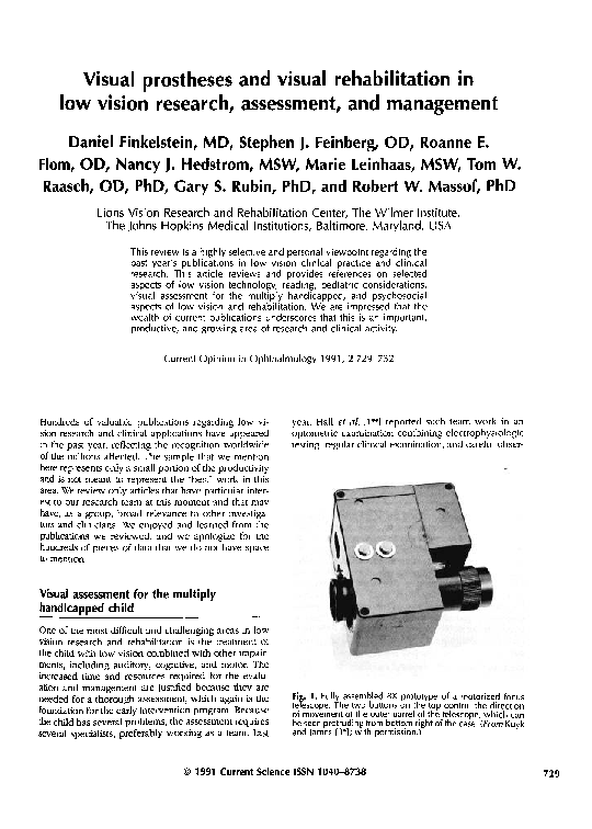 (PDF) Visual prostheses and visual rehabilitation in low vision ...