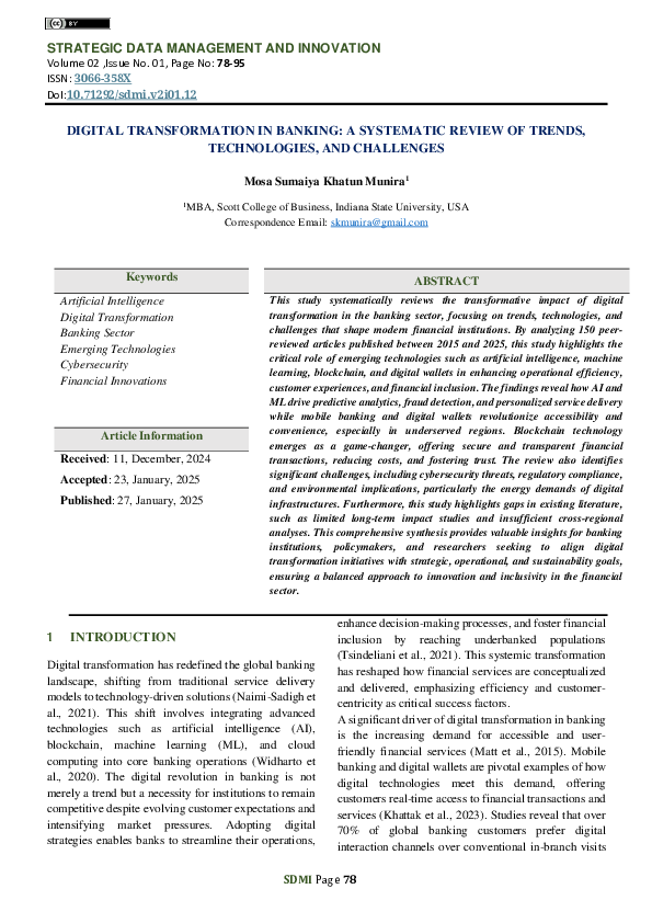 (PDF) DIGITAL TRANSFORMATION IN BANKING: A SYSTEMATIC REVIEW OF TRENDS ...