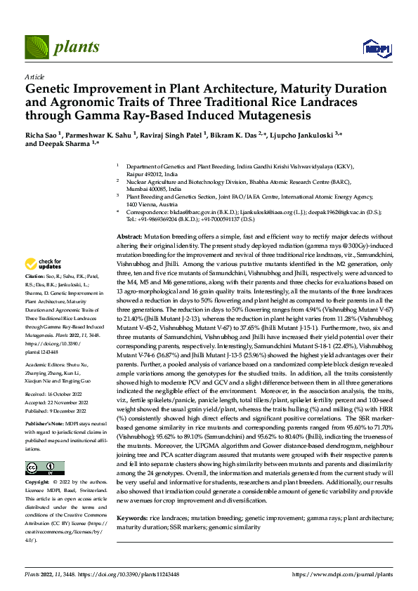 (PDF) Genetic Improvement in Plant Architecture, Maturity Duration and ...