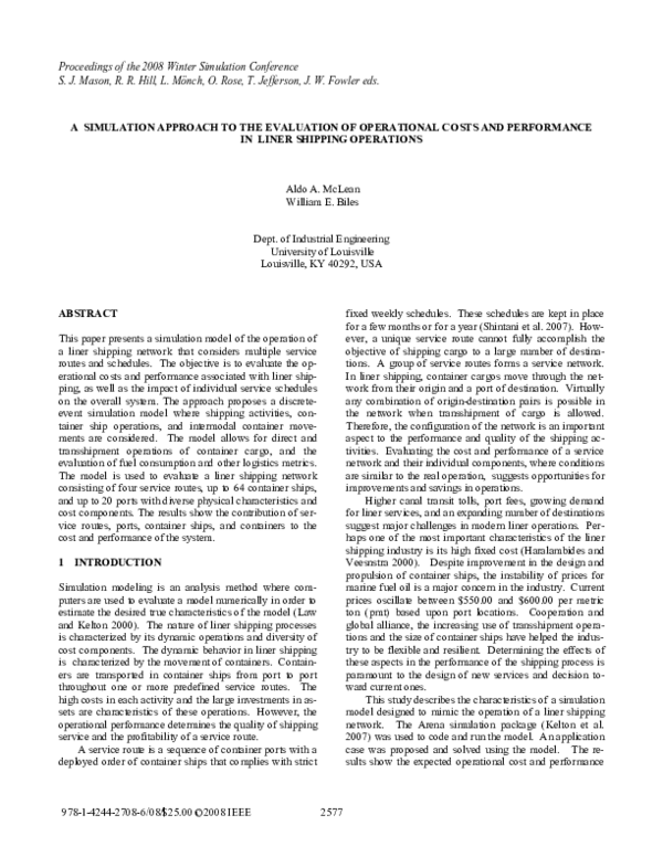 (PDF) A simulation approach to the evaluation of operational costs and ...