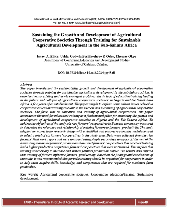 (PDF) Sustaining the Growth and Development of Agricultural Cooperative ...