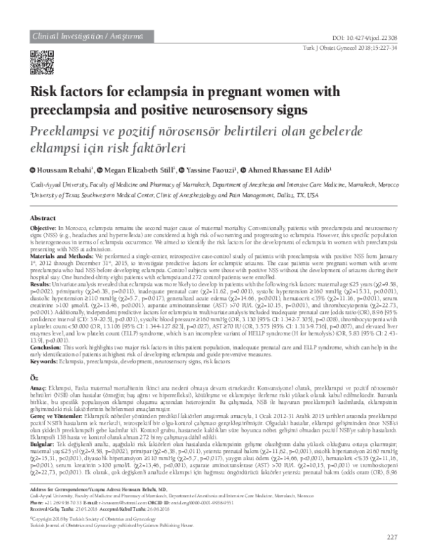 (PDF) Risk factors for eclampsia in pregnant women with preeclampsia ...