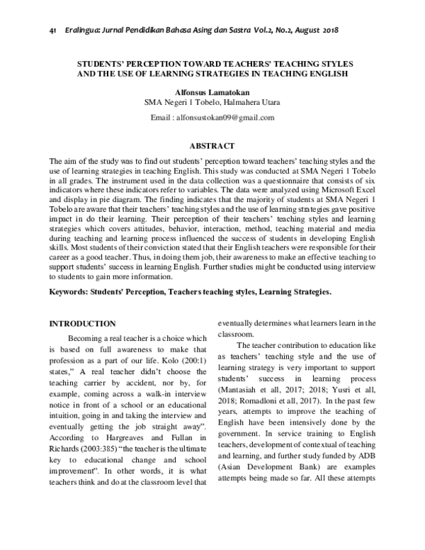 (PDF) Students’ Perception Toward Teachers’ Teaching Styles and the Use ...