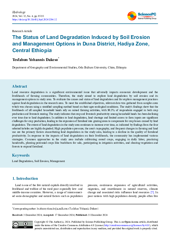 (PDF) The Status of Land Degradation Induced by Soil Erosion and ...