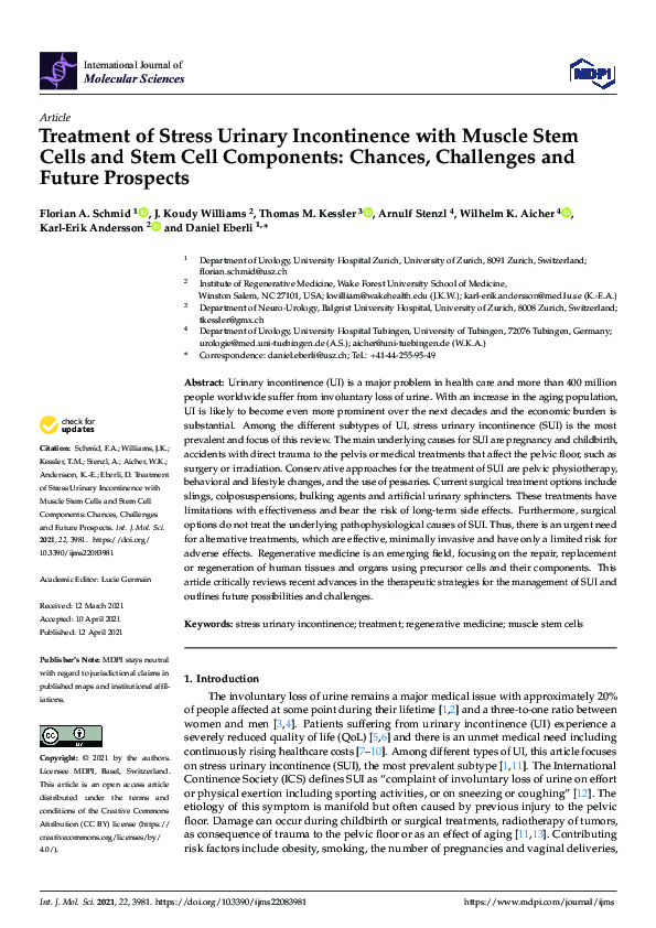 (PDF) Treatment of Stress Urinary Incontinence with Muscle Stem Cells ...