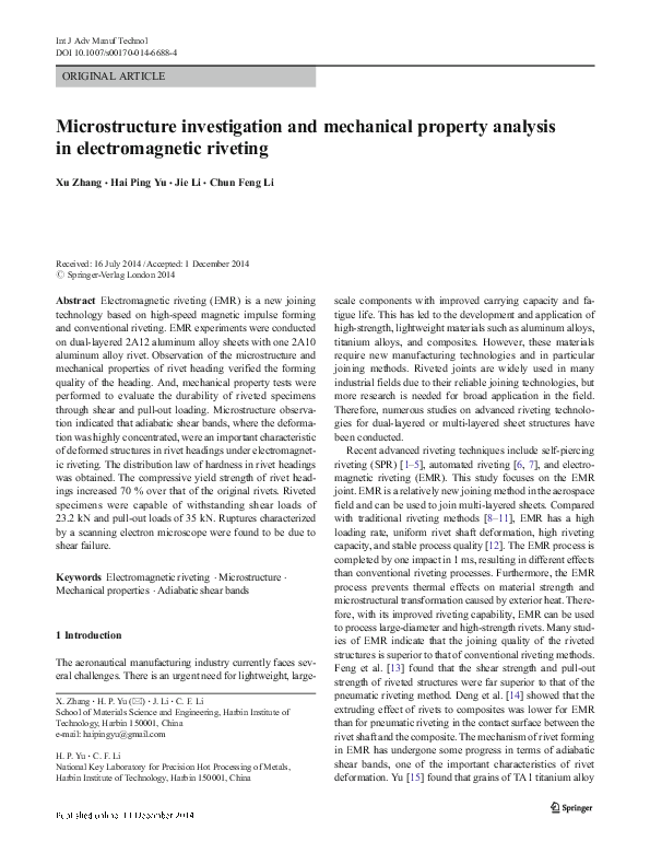 (PDF) Microstructure investigation and mechanical property analysis in ...