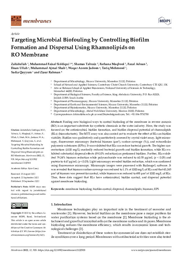 (PDF) Targeting Microbial Biofouling by Controlling Biofilm Formation ...