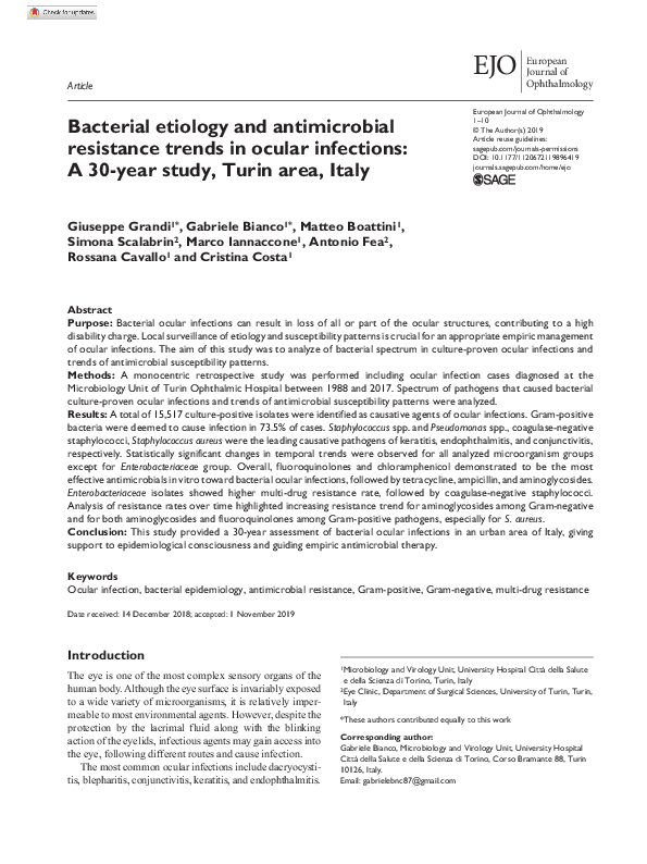 (PDF) Bacterial etiology and antimicrobial resistance trends in ocular ...
