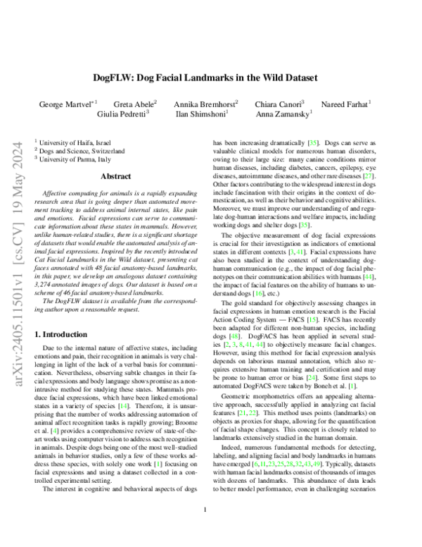 (PDF) DogFLW: Dog Facial Landmarks in the Wild Dataset