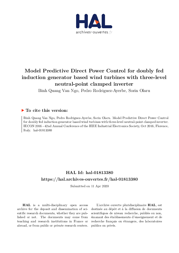 (PDF) Model Predictive Direct Power Control for doubly fed induction ...