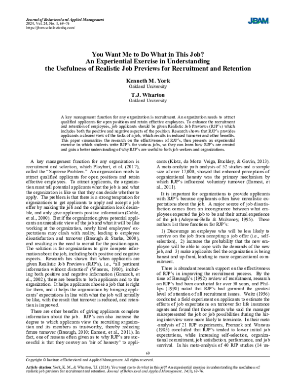 (PDF) You Want Me to Do What in This Job? An Experiential Exercise in ...