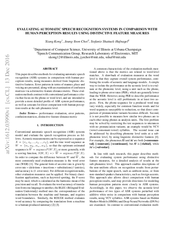 (PDF) Evaluating Automatic Speech Recognition Systems in Comparison ...