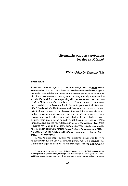 (PDF) Alternancia política y gobiernos locales en México