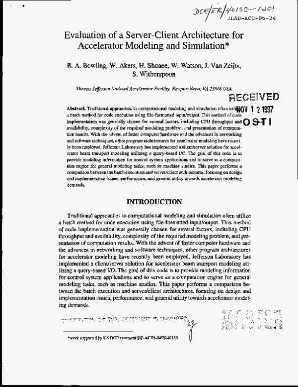 (PDF) Evaluation of a server-client architecture for accelerator ...