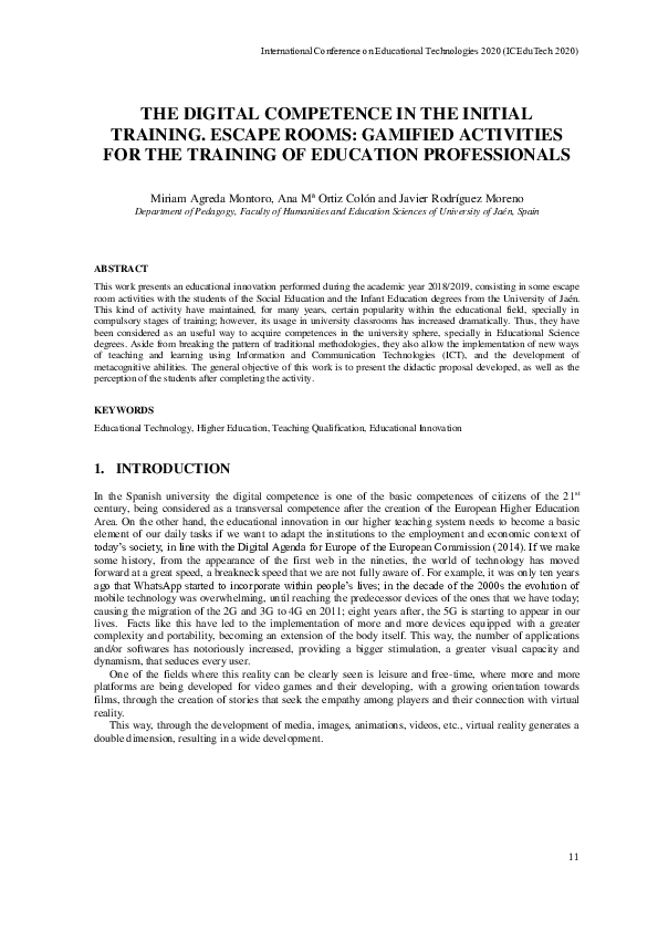 (PDF) The Digital Competence in the Initial Training. Escape Rooms ...