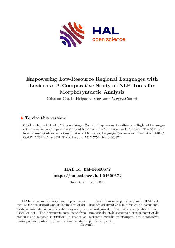 (PDF) Empowering Low-Resource Regional Languages with Lexicons : A ...