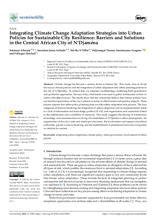 (PDF) Integrating Climate Change Adaptation Strategies into Urban ...