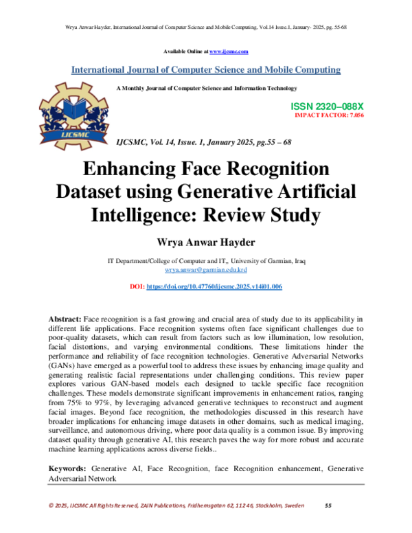 (PDF) Enhancing Face Recognition Dataset using Generative Artificial ...