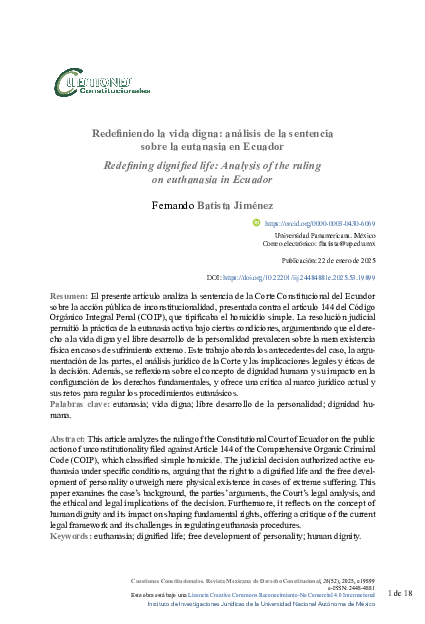 (PDF) Redefiniendo la vida digna: análisis de la sentencia sobre la