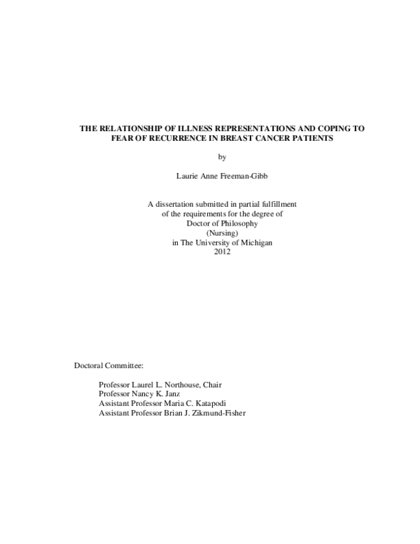 (PDF) The Relationship of Illness Representations and Coping to Fear of ...