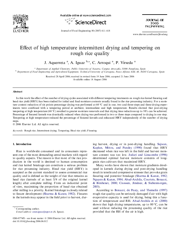 (PDF) Effect of high temperature intermittent drying and tempering on ...