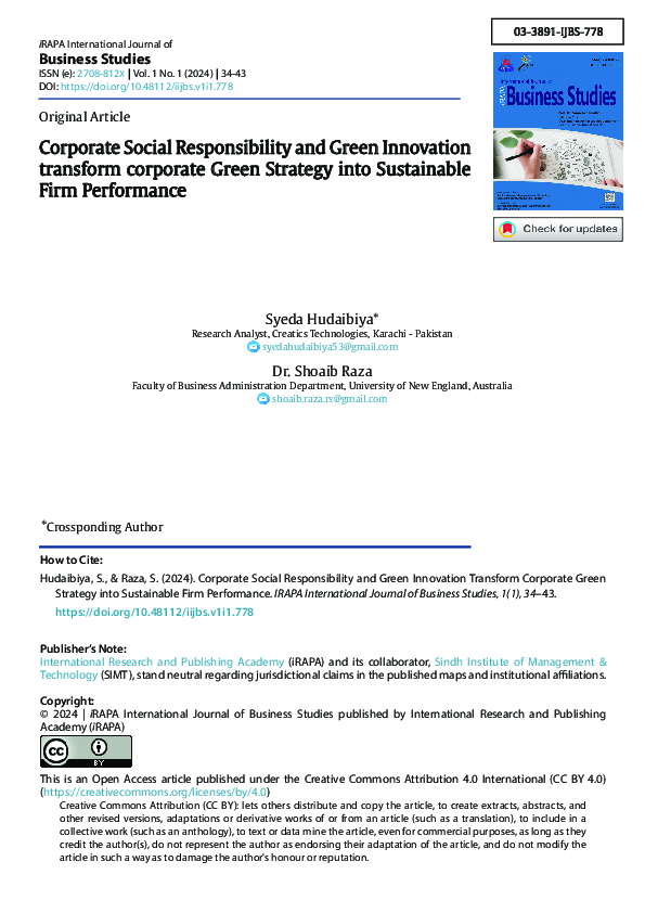 (PDF) Corporate Social Responsibility and Green Innovation transform ...