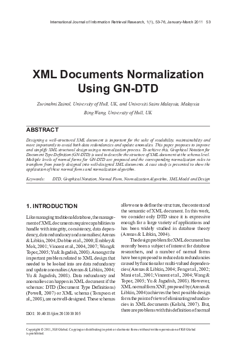 (PDF) XML Document Normalization Using GN-DTD