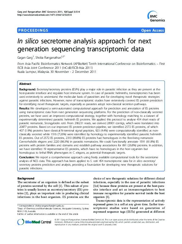 (PDF) In silico secretome analysis approach for next generation ...