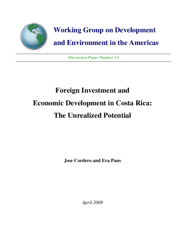 (PDF) Foreign Investment and Economic Development in Costa Rica: The ...
