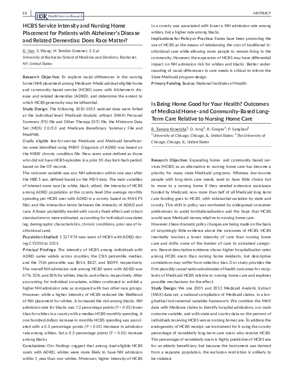 (PDF) Hcbs Service Intensity and Nursing Home Placement for Patients ...