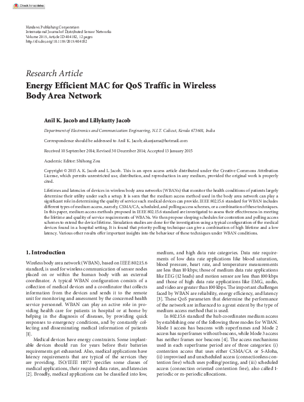 (PDF) Energy Efficient MAC for QoS Traffic in Wireless Body Area Network