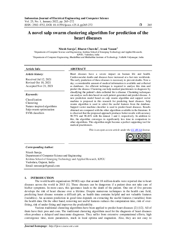 (PDF) A novel salp swarm clustering algorithm for prediction of the ...