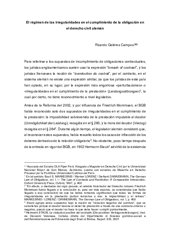 (PDF) El régimen de las irregularidades en el cumplimiento de la ...