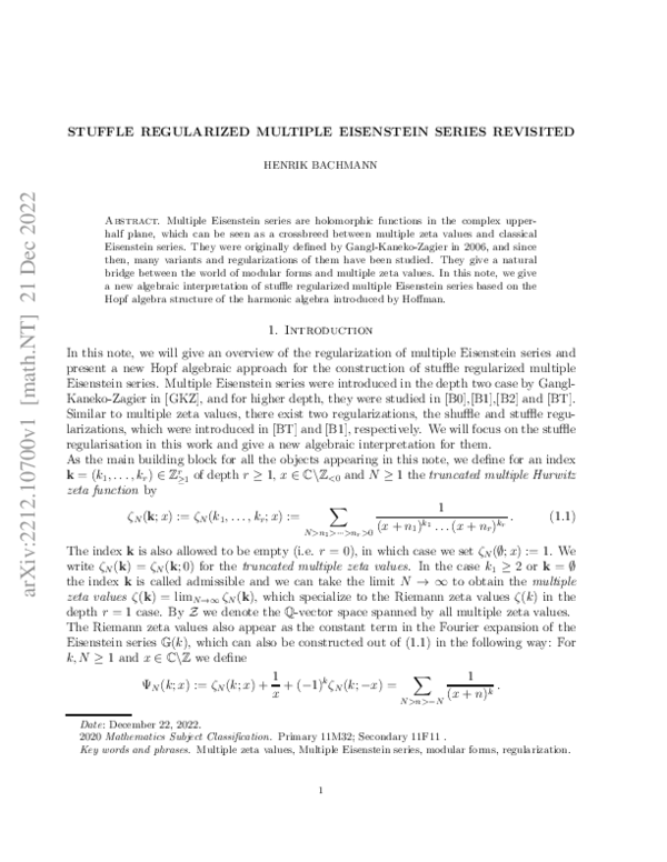(PDF) Stuffle regularized multiple Eisenstein series revisited
