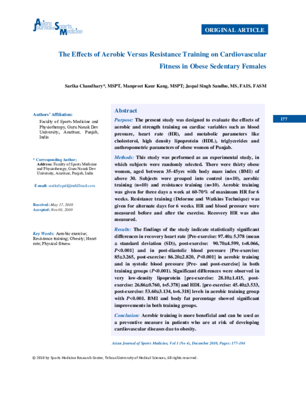 (PDF) The Effects of Aerobic Versus Resistance Training on ...