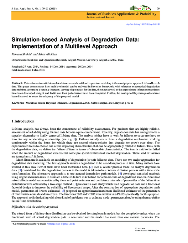 (PDF) Simulation-based Analysis of Degradation Data: Implementation of ...