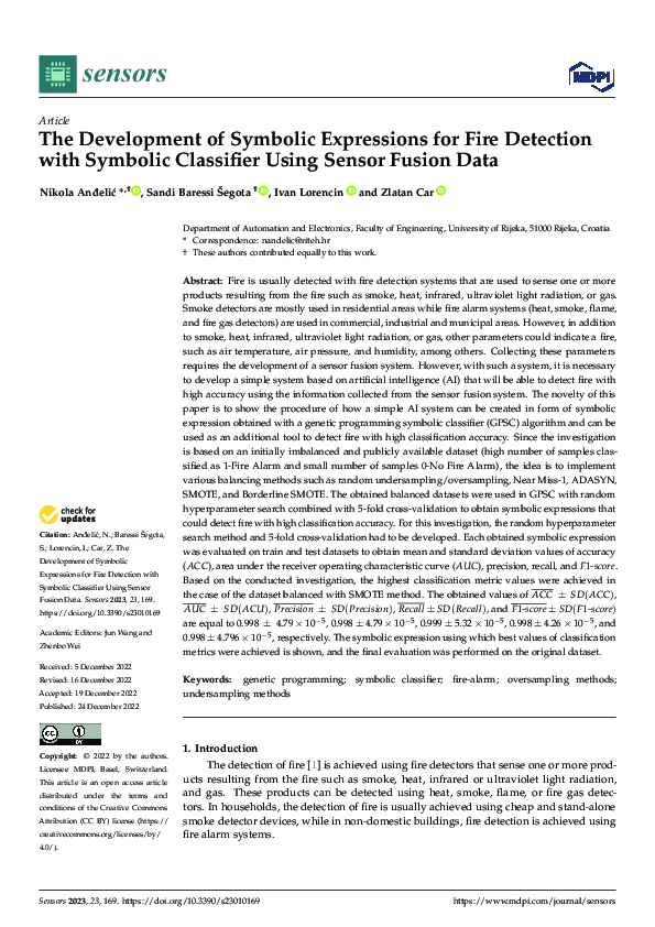 (PDF) The Development of Symbolic Expressions for Fire Detection with ...