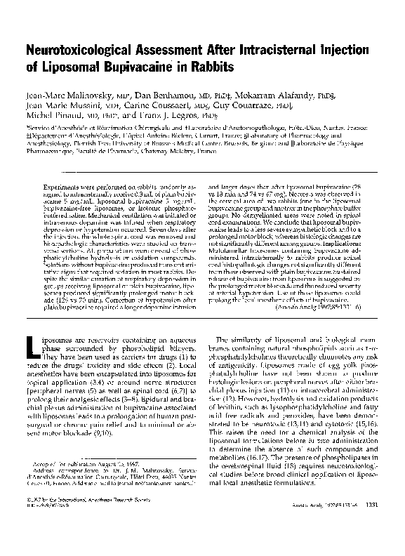 (PDF) Neurotoxicological Assessment After Intracisternal Injection of ...