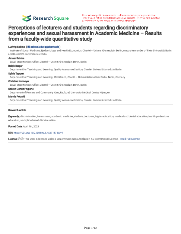 (PDF) Perceptions of lecturers and students regarding discriminatory ...