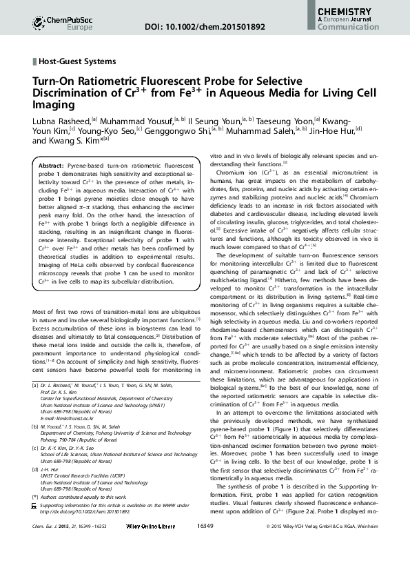 (PDF) Turn‐On Ratiometric Fluorescent Probe for Selective ...