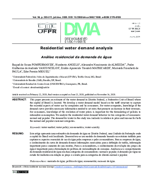 (PDF) Residential water demand analysis