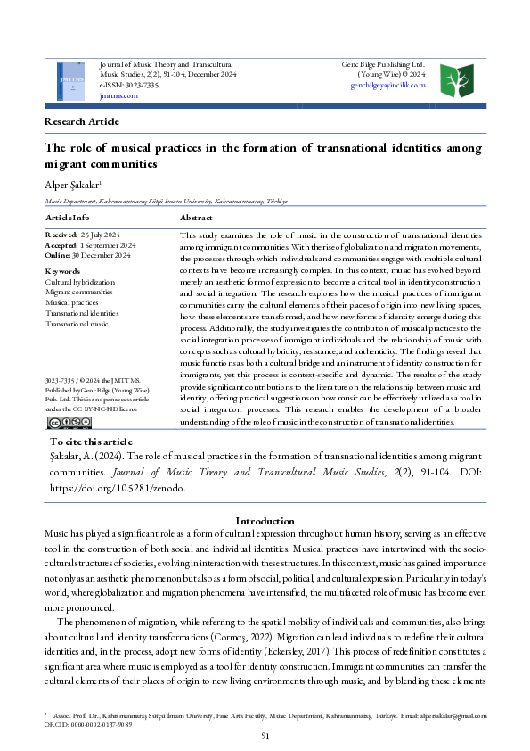 (PDF) The role of musical practices in the formation of transnational ...